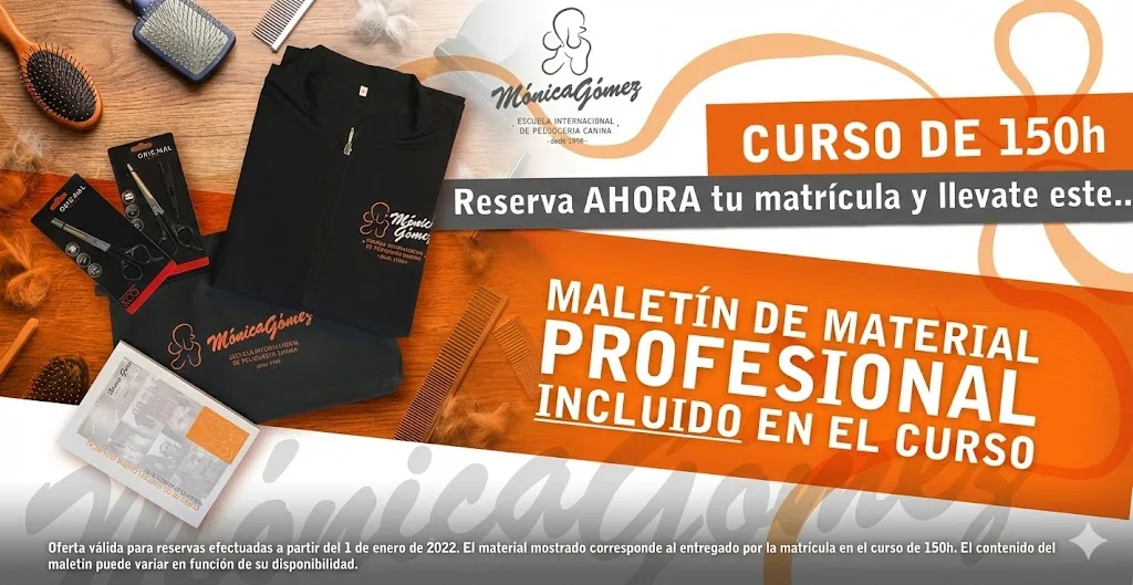 Cartel del curso de 150 horas con el maletín de material profesional incluido en la matrícula